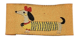 Labeltje geweven teckel oranje 20x40 mm