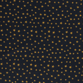 Katoen: Kim zwart met gouden sterretjes (Swafing) per 25 cm