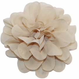 Stoffen bloem +/- 10 cm beige