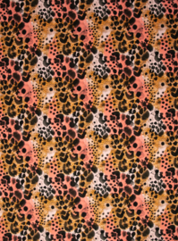 Viscose tricot: Mika panter print oranje/roze/zwart (Swafing) per 25 cm