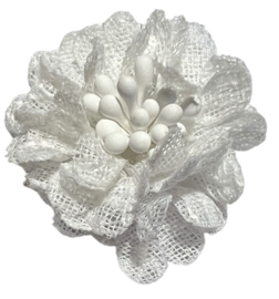 Stoffen bloem 30mm wit