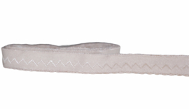 Elastische biaisband met schulprandje (vouwkant) beige zig-zag 10mm per 0,5 meter