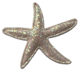 Zeester lichtbeige met glittertjes 40x35 mm