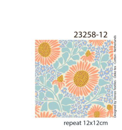 Digitale tricot: Flower garden orange (Stenzo) per 25 cm