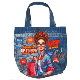 Tassenpaneel: Denim chic shopper, 112x150 cm