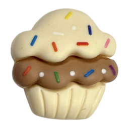 Flatback cupcake vanille/beige met gekleurde spikkeltjes 20x21 mm