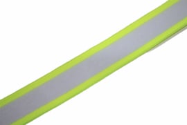'Broek' streep: wit-neon geel +/-25mm, per 0,5 meter