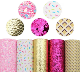 5x PU leer A4 lapjes; ijsjes set