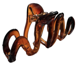Haarklem glimmend bruin golvend  10,5 cm
