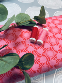 French Terry tricot: abstract flower pink/red, per 25 cm