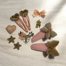 Kerst haarspeldjes maken roze/goud