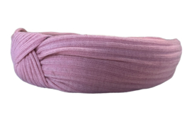 Haarband met ribbelstof en knoop roze