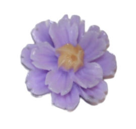 Flatback lila/geel bloemetje 13mm