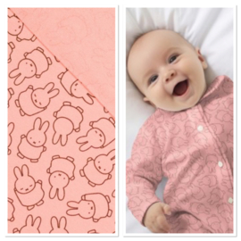 French Terry tricot: Nijntje zachtroze , per 25 cm