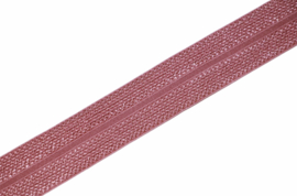 Elastisch biaisband/vouwtres JACQUARD kleur old rosé 20 mm per 0,5 meter