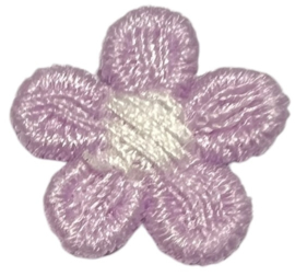 Bloemetje 17mm geborduurd lila/wit
