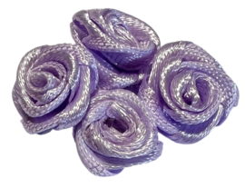 Roosjes satijn lila 12 mm, per 4 stuks
