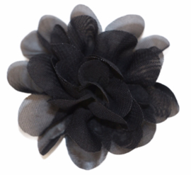Stoffen bloem 5 cm zwart