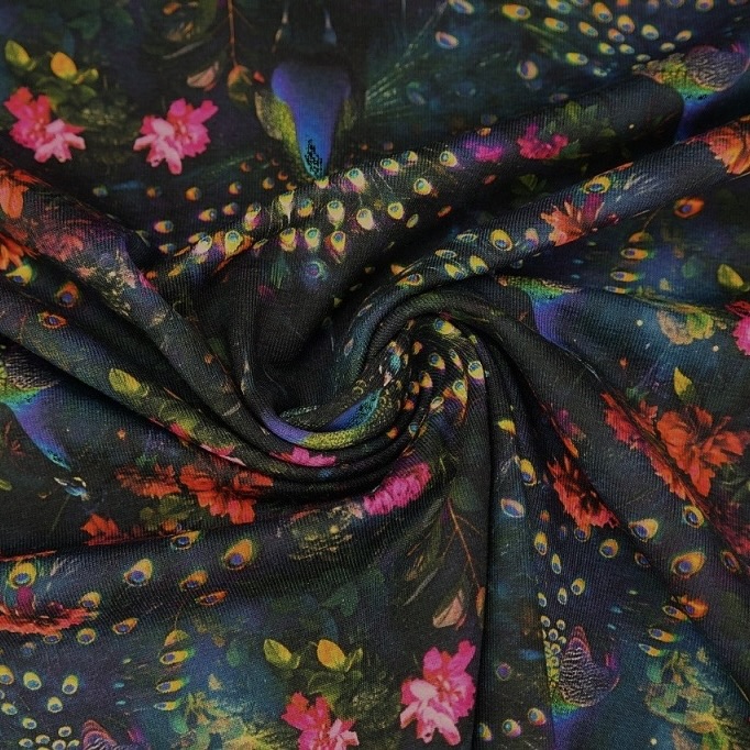 Tricot: peacock bloom, per 25 cm