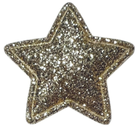 Applicatie glitter ster 34 mm, lichtgoud