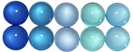 Glas cabochons 12 mm: setje blauw 10 stuks