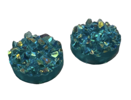 Flatback rondjes shiny aquablauw 10 mm, per paar