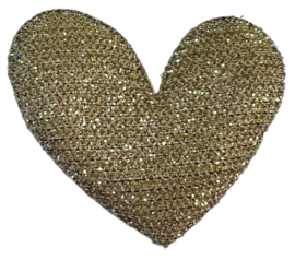 Applicatie glitter hart goud 47 mm, per stuk