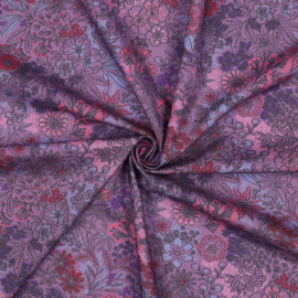 Poplin: flowers lavender, per 25 cm