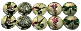 Glas cabochons 12 mm paars flora & fauna: 10 stuks