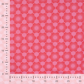 French Terry tricot: abstract flower pink/red, per 25 cm