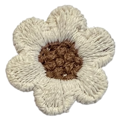 Bloemetje 18mm geborduurd lichtbeige/bruin