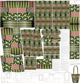 Canvas paneel ladies shopper: Retrospect'' Fancy Shopper, 150x150 cm
