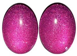 Set van 2 glas cabochons spikkels paars-roze 18 x 25 mm