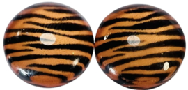 12 mm glascabochon tijger, per 2 stuks