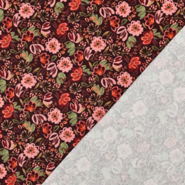 Tricot: flowers burgundy, per 25 cm