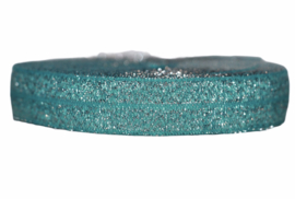 Elastisch band aquablauw-groen glitter 16 mm per 0,5 meter