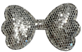 Applicatie strik glitter 30 x50mm, zilver