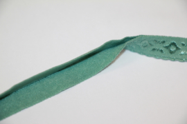 Elastische biaisband jacquard met schulprandje (vouwkant) oudgroen 10mm per 0,5 meter