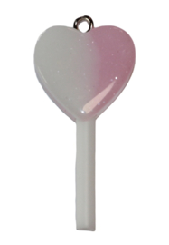 Hartjes lolly wit/roze 39x18,5 mm