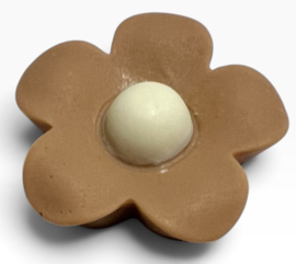 Flatback bloemetje 21 mm bruin-crème