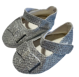 Ballerina zilver met bandje en strikje voor babyborn