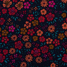 French Terry tricot: Elli donkerblauw gebloemd (Swafing), per 25 cm