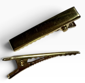 Alligator haarspeldje rechthoek goud 30 x 8 mm, 10 stuks
