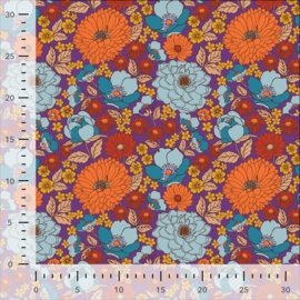 Katoen poplin: flowers purple (Qjutie), per 25 cm