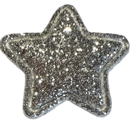 Applicatie glitter ster 25mm, zilver
