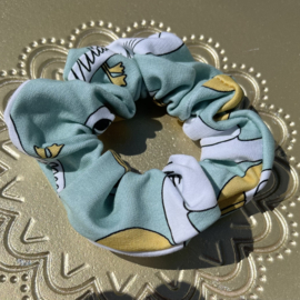 Scrunchie mintgroen pelikaan