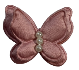 Vlinder met 3 kraaltjes roze 45x38 mm