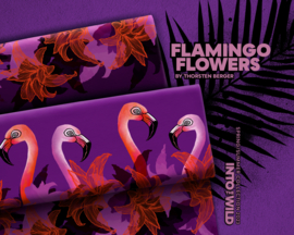 Viscose (geweven): Flamingo Flowers by Thorsten Berger (Swafing), per 25 cm