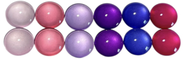 Glas cabochons 12 mm: setje paars/roze 12 stuks