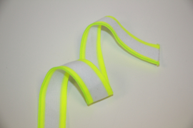 'Broek' streep: wit-neon geel +/-25mm, per 0,5 meter